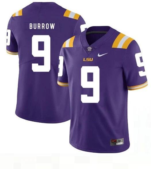 LSU Tigers #9 Joe Burrow Football Jersey Purple by My Store