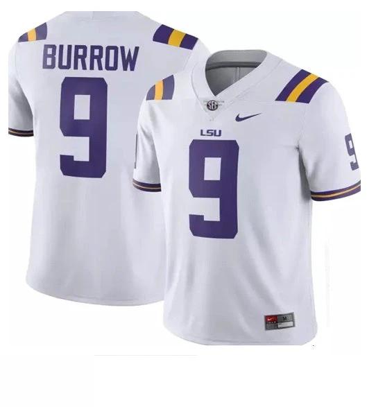 LSU Tigers #9 Joe Burrow Football Jersey White by My Store