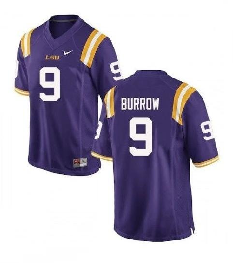 LSU Tigers #9 Joe Burrow Stiched NCAA Football Purple Jersey by My Store