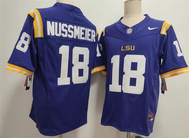 LSU Tigers #18 Garrett Nussmeier Jersey 2025 F.U.S.E. Football Stitched by My Store NCAA Football Jerseys