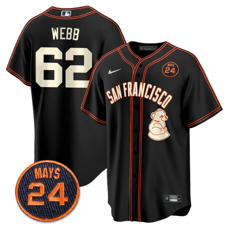 Logan Webb Jersey #62 San Francisco Giants #24 Willie Mays Patch 2024 Vapor Premier Black Limited by My Store