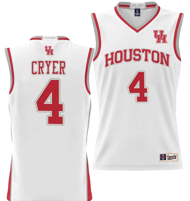 LJ Cryer Jersey #4 Houston Cougars NIL College Basketball Lightweight White by My store basketball