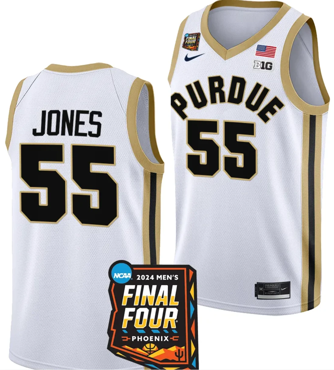 Lance Jones Jersey #55 Purdue Boilermakers 2024 NCAA March Madness Final Four Basketball White by My store basketball