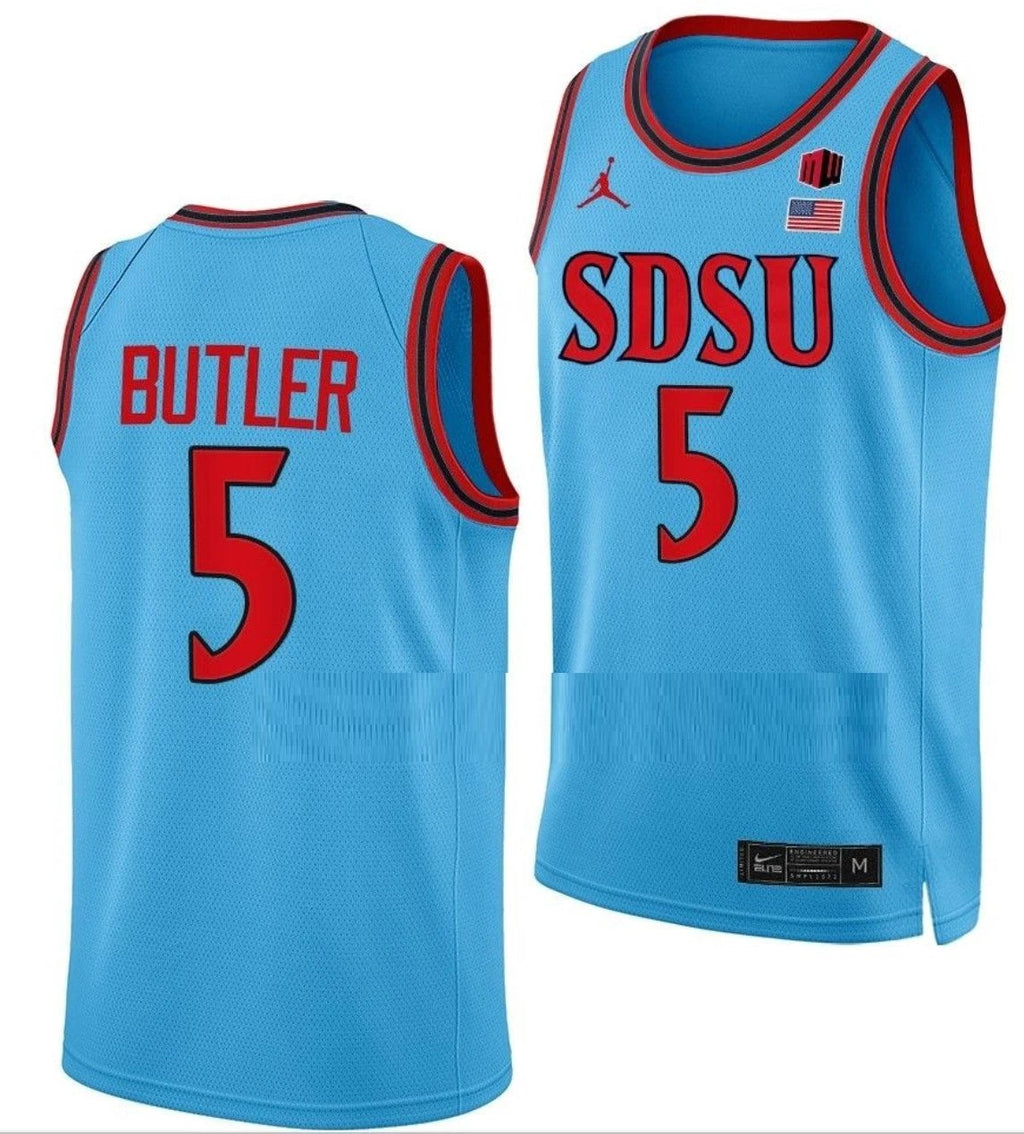Lamont Butler Jersey San Diego State Aztecs College Basketball Blue Alternate #5 by My store basketball