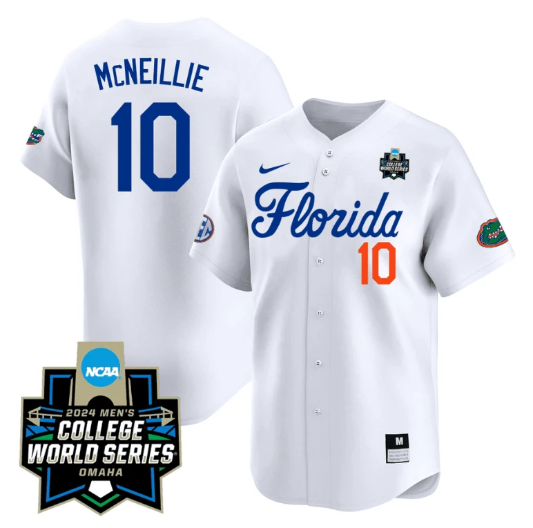 Luke Mcneillie Jersey #10 Florida Gators 2024 College World Series Vapor Premier Limited NCAA Baseball Stitched Florida White by My Store