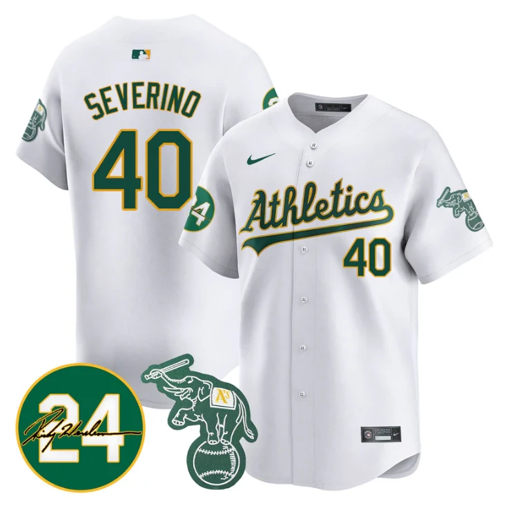 Luis Severino Jersey #40 Oakland Athletics 2025 Rickey Henderson Memorial Stitched White by My Store