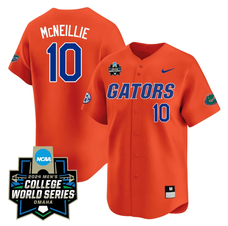 Luke Mcneillie Jersey #10 Florida Gators 2024 College World Series Vapor Premier Limited NCAA Baseball Stitched Gators Orange by My Store
