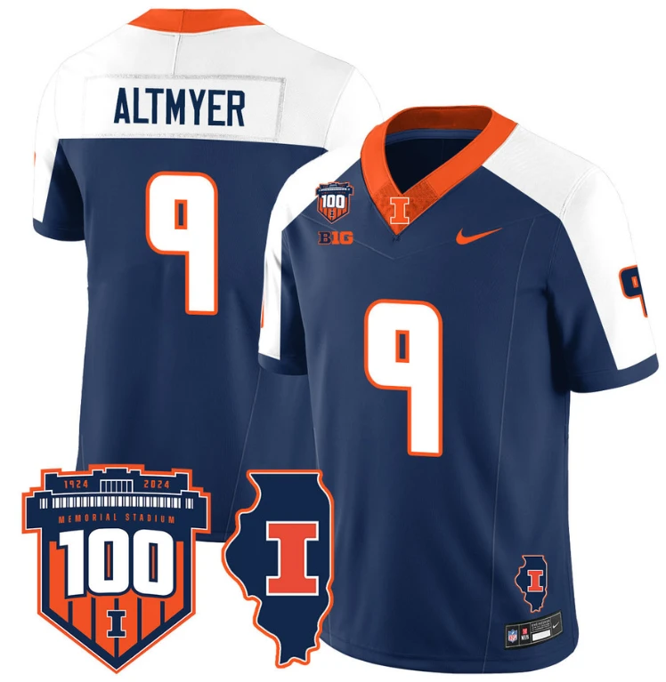 Luke Altmyer Jersey #9 Illinois Fighting Vapor Limited College Football Stitched Navy Alternate by My Store