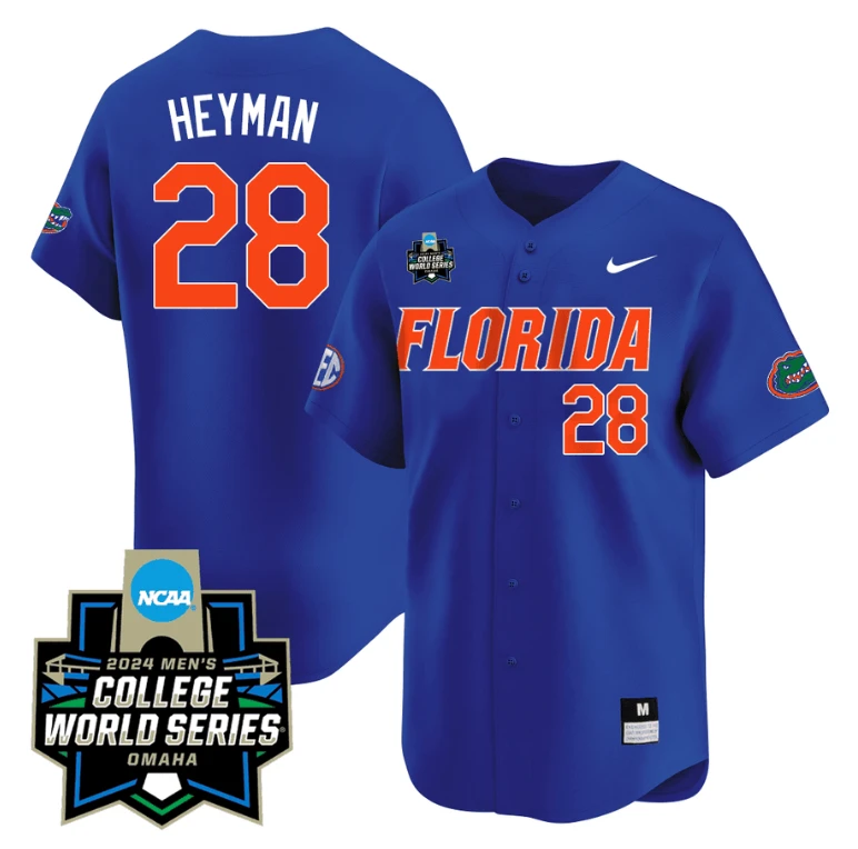 Luke Heyman Jersey #28 Florida Gators 2024 College World Series Vapor Premier Limited NCAA Baseball Stitched Florida Blue by My Store