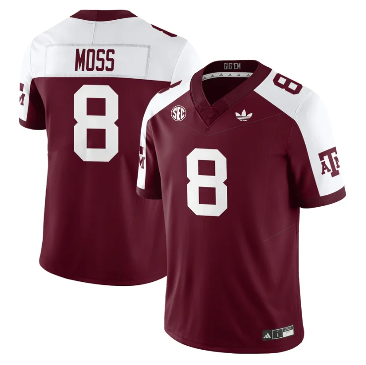 Le'Veon Moss Jersey #8 Texas A&M Aggies 1975 Throwback Stitched Maroon Alternate by NCAA Football Jersey