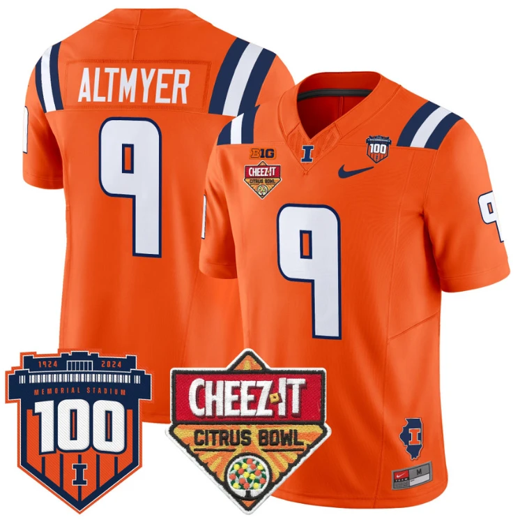 Luke Altmyer Jersey #9 Illinois Fighting 2025 Cheez-It Citrus Bowl Orange by My Store