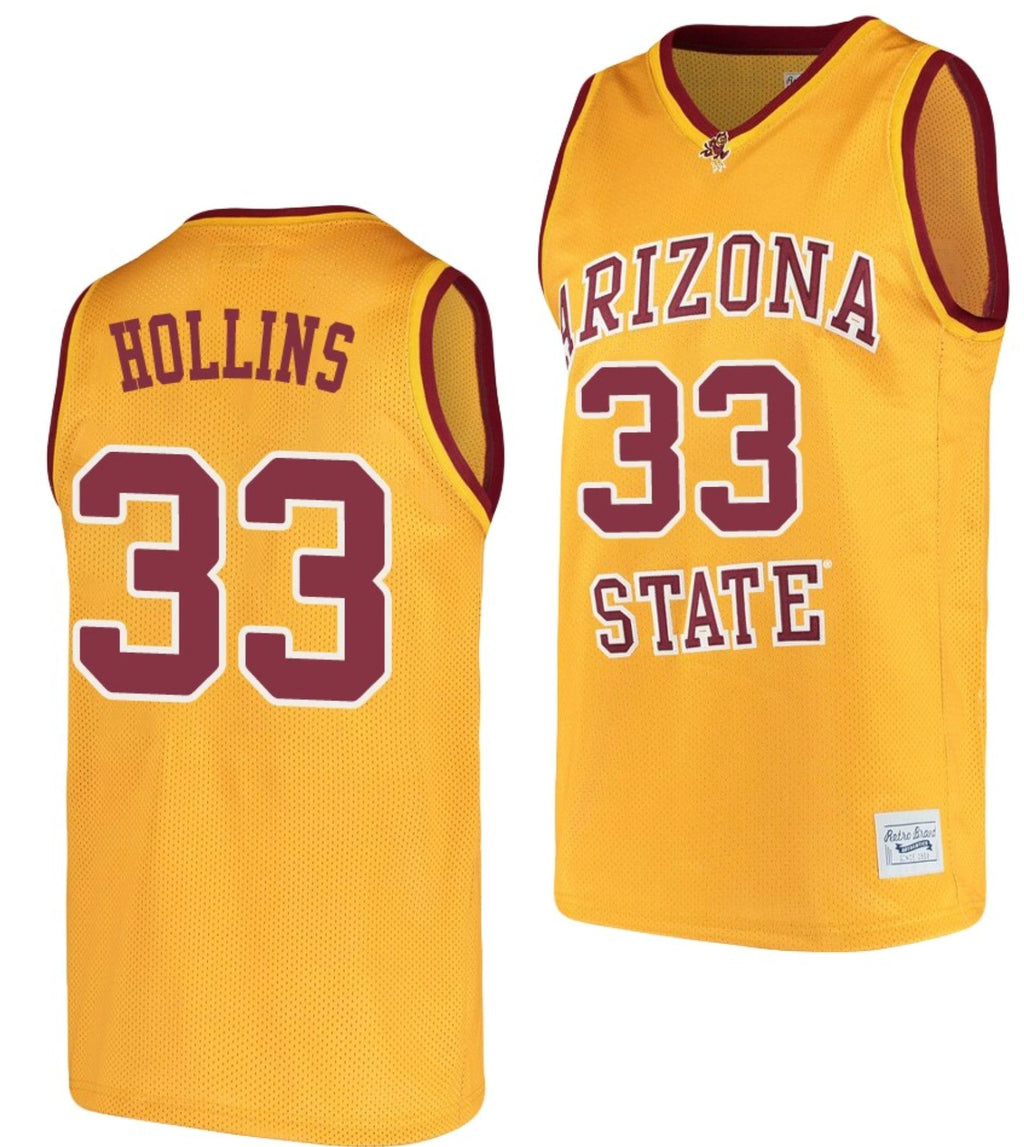 Lionel Hollins Jersey Arizona State Sun Devils College Basketball Gold #33 by My store basketball