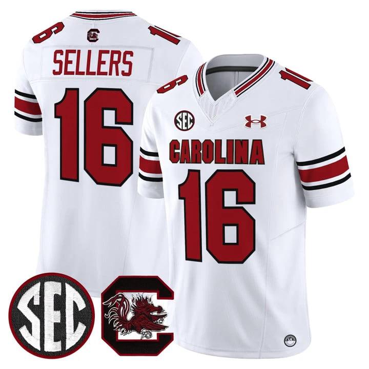 LaNorris Sellers Jersey #16 South Carolina Gamecocks 2025 Stitched White by My Store
