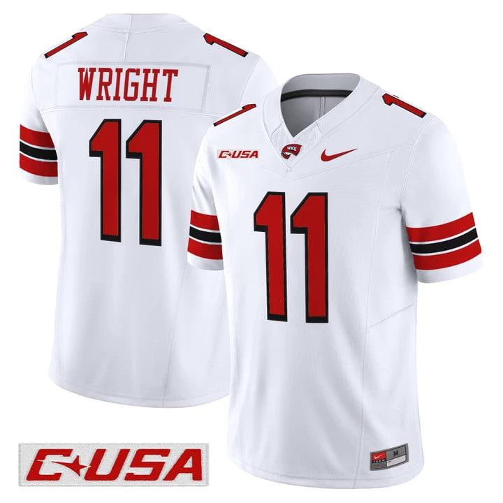 La'Vell Wright Jersey #11 Western Kentucky Hilltoppers 2025 Stitched by My Store NCAA Football Jerseys