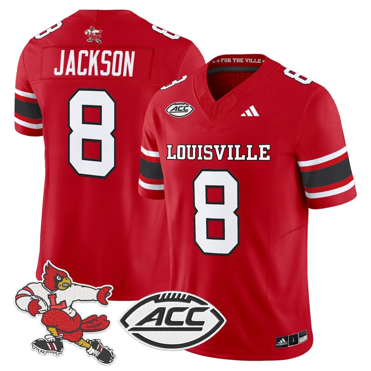 Lamar Jackson Jersey #8 Louisville Cardinals 1980s Throwback Stitched Red by My Store NCAA Football Jerseys