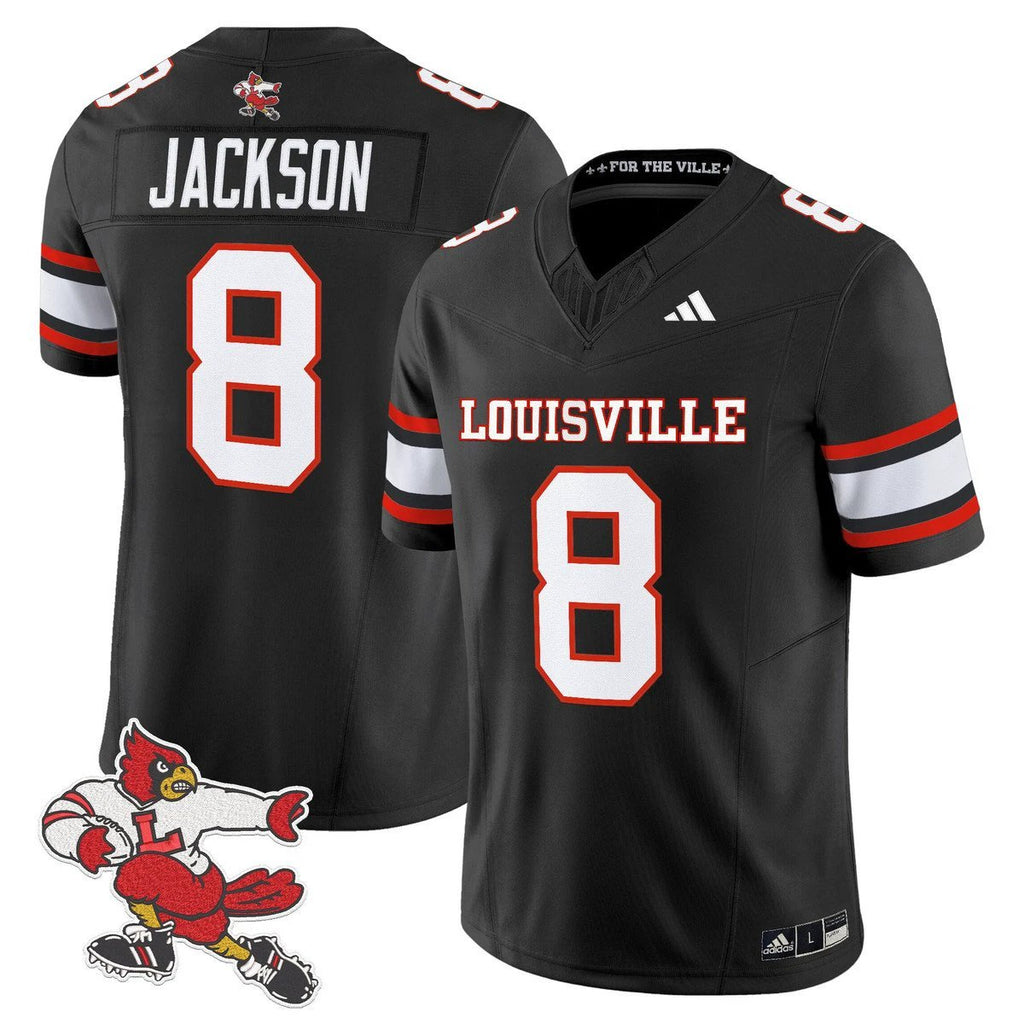 Lamar Jackson Jersey #8 Louisville Cardinals 1980s Throwback Stitched Black by My Store NCAA Football Jerseys