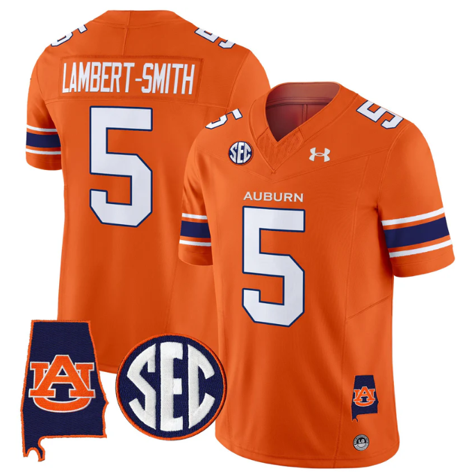 Lambert-Smith Jersey #5 Auburn Tigers 2025 Alabama Patch Stitched Orange by My Store NCAA Football Jerseys