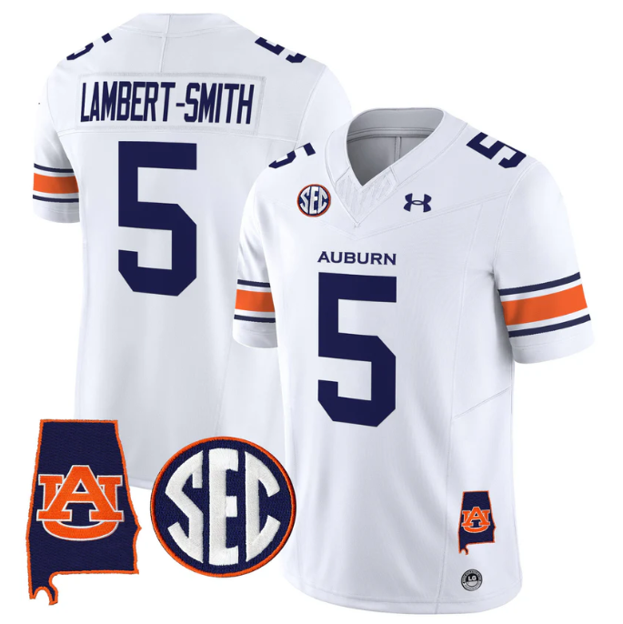 Lambert-Smith Jersey #5 Auburn Tigers 2025 Alabama Patch Stitched White by My Store NCAA Football Jerseys