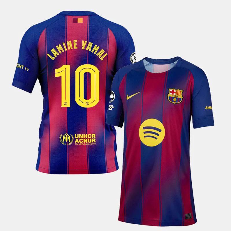 Lamine Yamal 10 Barcelona 2025-26 Competition Patch Home Jersey – Scarlet by Soccer Jersey