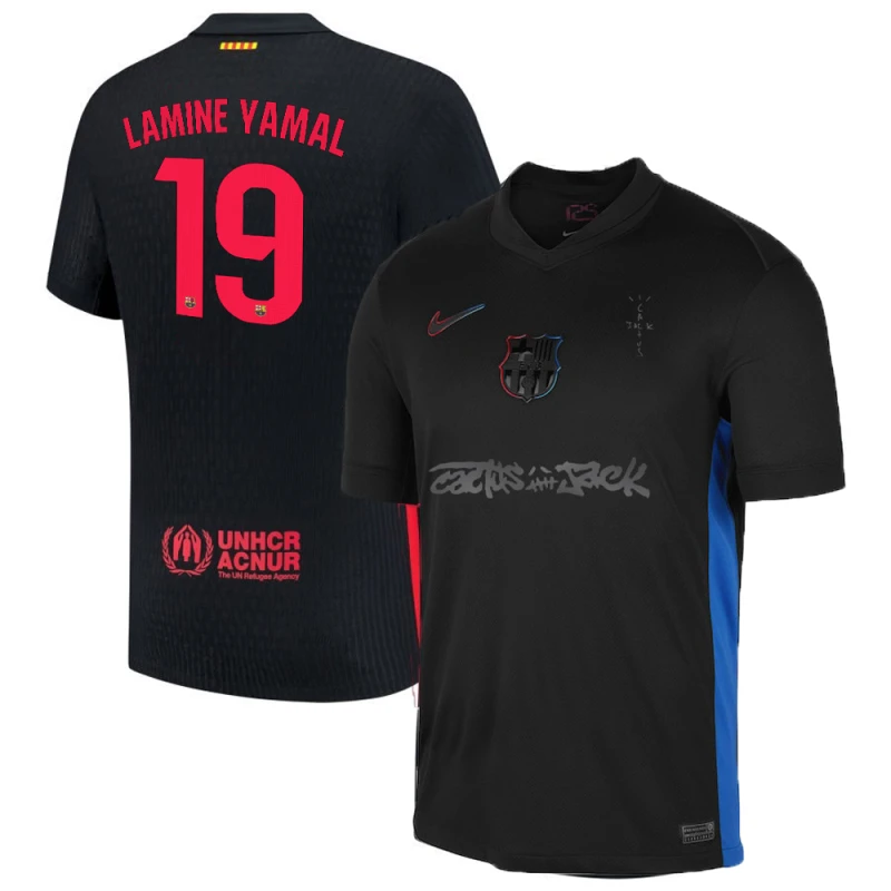 Lamine Yamal #19 Barcelona x Travis Scott 2025 Away Jersey – Black by Soccer Jersey