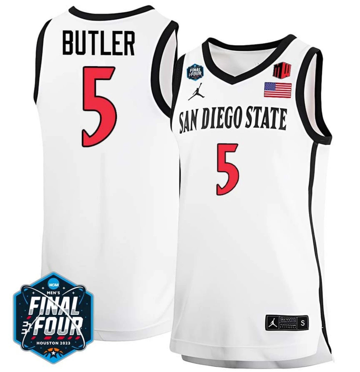 Lamont Butler Jersey San Diego State Aztecs College Basketball 2023 NCAA Final Four White #5 by My store basketball