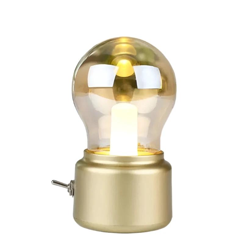 VintageGlow Wireless Industrial Nightstand Lamp Bowlift by Bowlift