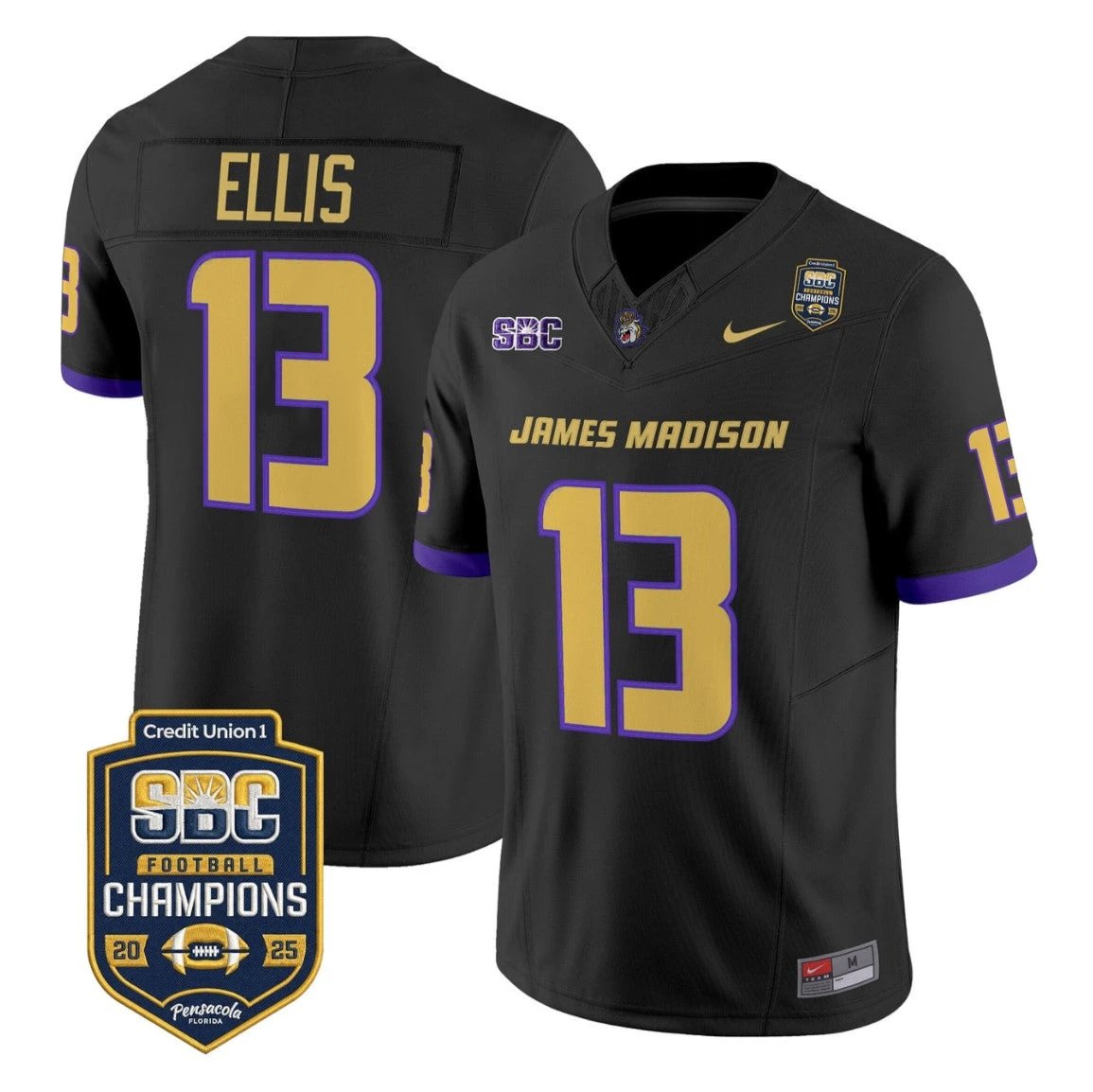 Landon Ellis Jersey #13 James Madison Dukes 2025 SBC Champions Stitched by My Store NCAA Football Jerseys