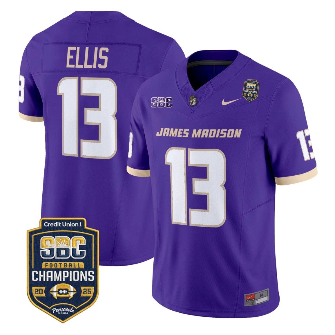 Landon Ellis Jersey #13 James Madison Dukes 2025 SBC Champions Stitched by My Store NCAA Football Jerseys