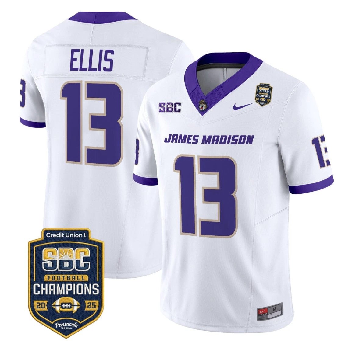 Landon Ellis Jersey #13 James Madison Dukes 2025 SBC Champions Stitched by My Store NCAA Football Jerseys