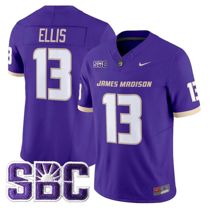 Landon Ellis Jersey #13 James Madison Dukes 2025 Vapor Limited Stitched by My Store NCAA Football Jerseys