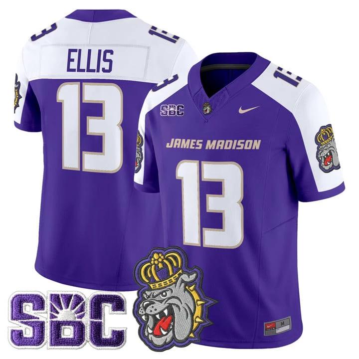 Landon Ellis Jersey #13 James Madison Dukes 2025 Vapor Limited Stitched by My Store NCAA Football Jerseys