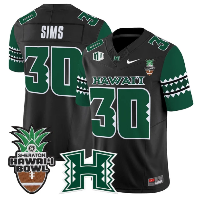 Landon Sims Jersey #30 Hawai'i Rainbow 2025 Hawai'i Bowl Stitched by My Store NCAA Football Jerseys