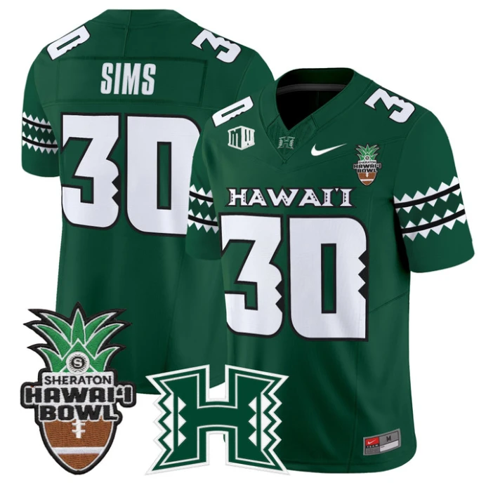 Landon Sims Jersey #30 Hawai'i Rainbow 2025 Hawai'i Bowl Stitched by My Store NCAA Football Jerseys