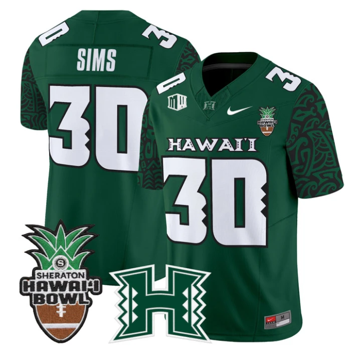 Landon Sims Jersey #30 Hawai'i Rainbow 2025 Hawai'i Bowl Stitched Black Limited by My Store NCAA Football Jerseys