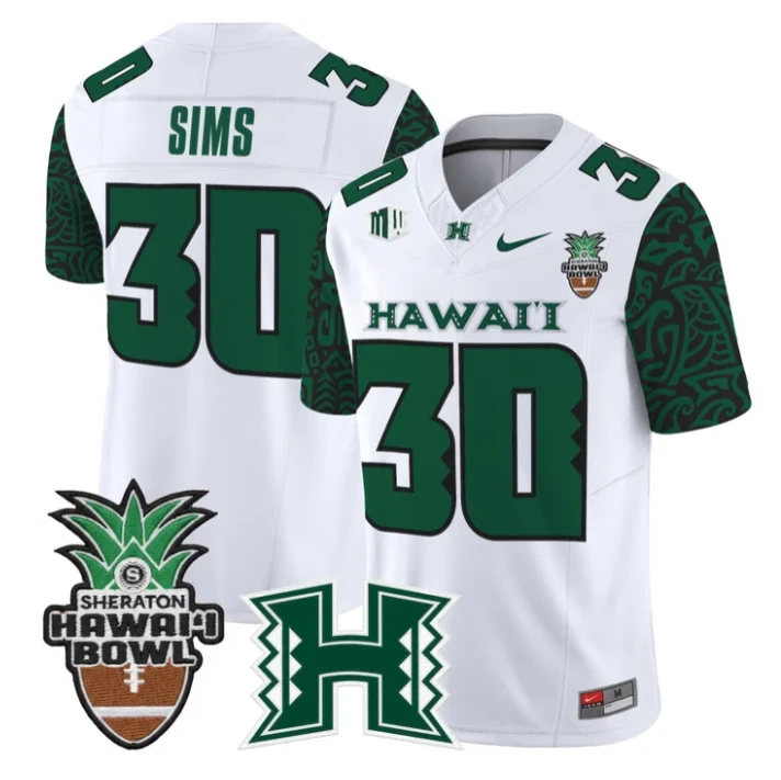 Landon Sims Jersey #30 Hawai'i Rainbow 2025 Hawai'i Bowl Stitched Black Limited by My Store NCAA Football Jerseys
