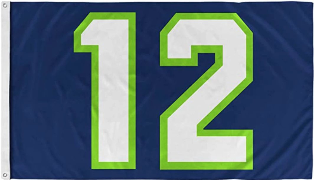 Large 12TH Man Blue Flag 3X5Ft Seattle Seahawks Football Banner Man Cave Dorm by flagsjustdoit