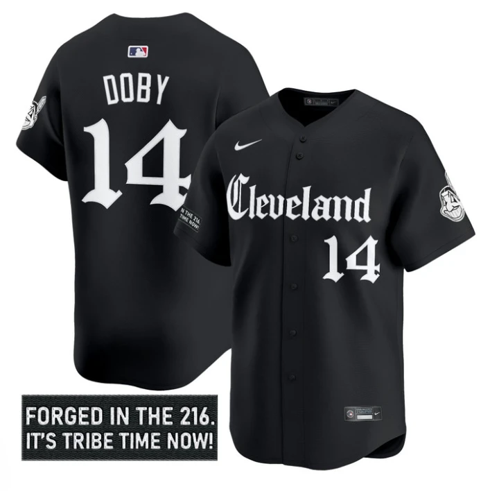 Larry Doby Jersey #14 Cleveland Indians Gothic Iron Edition Stitched Black by My Store