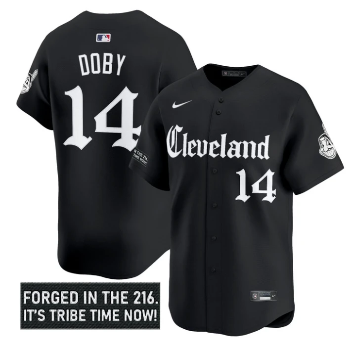 Larry Doby Jersey #14 Cleveland Indians Gothic Iron Edition Stitched Black by My Store