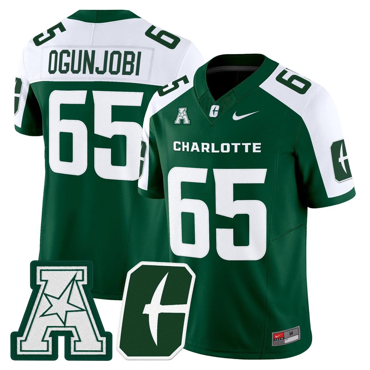 Larry Ogunjobi Jersey #65 Charlotte 49ers 2025 Vapor Limited Stitched by My Store NCAA Football Jerseys