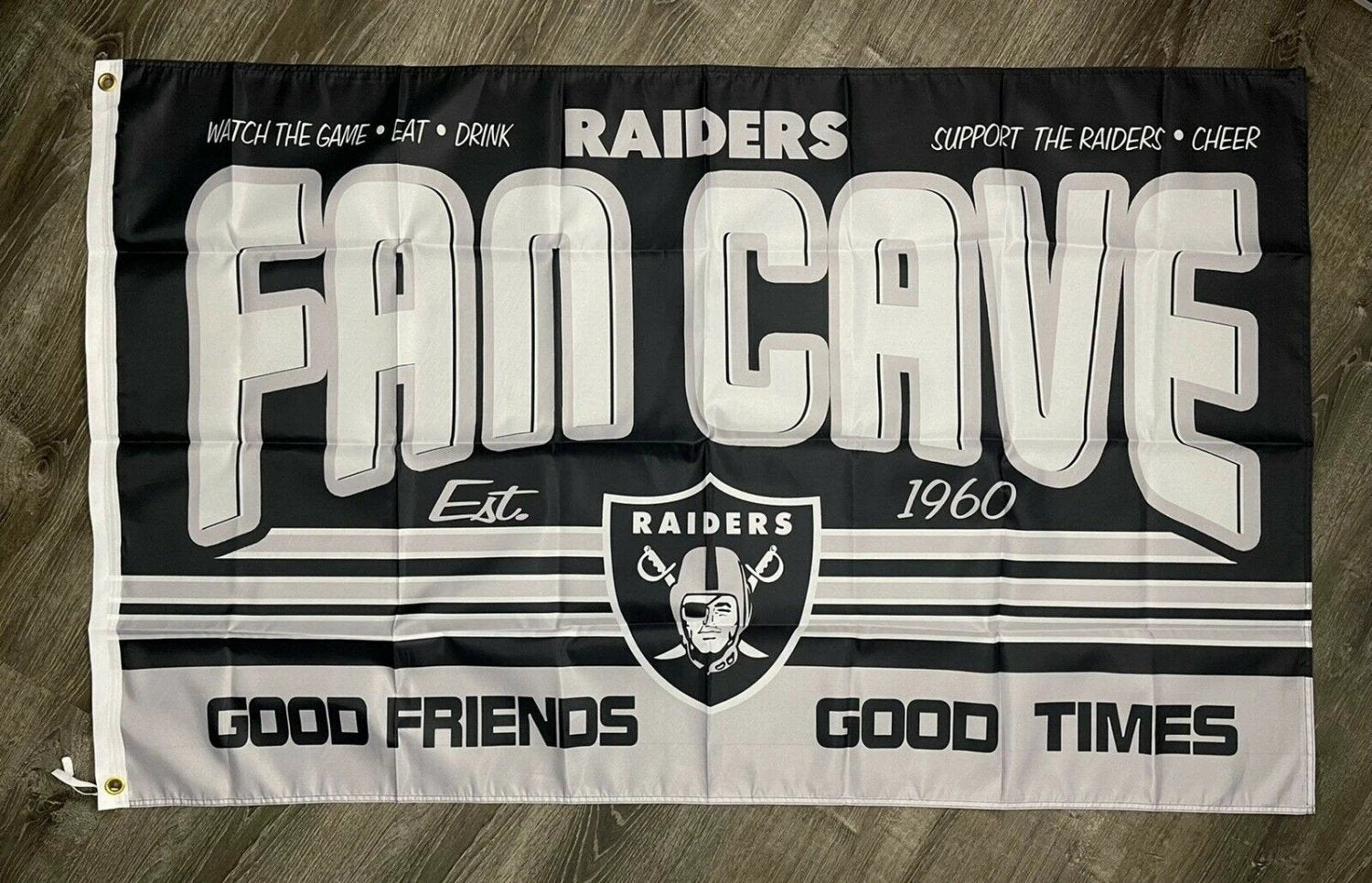 Las Vegas Oakland Raiders Fan Cave Flag 3x5 ft Sports Banner Man-Cave Garage by flagsjustdoit