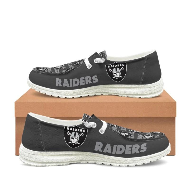 Las Vegas Raiders Gray Team Name Logo Canvas Sneaker Shoes For Men Women Fans by Crocs
