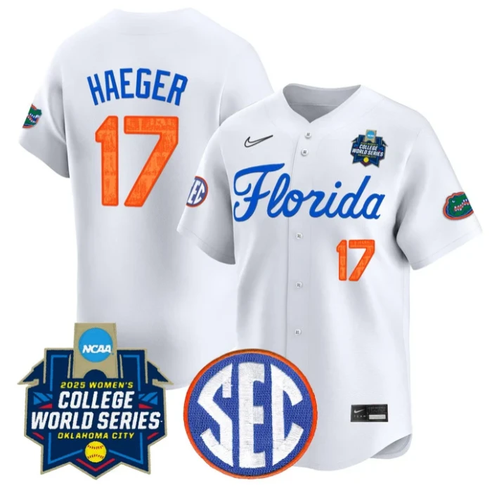 Lauren Haeger Jersey #17 Florida Gators Softball 2025 World Series Stitched White by My Store