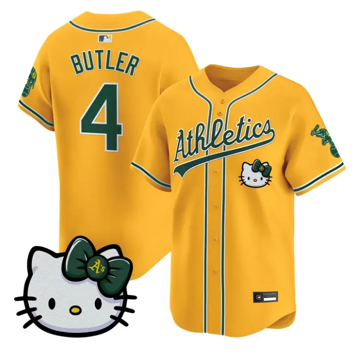 Lawrence Butler Jersey #4 Athletics Hello Kitty Vapor Premier Stitched Cream by My Store