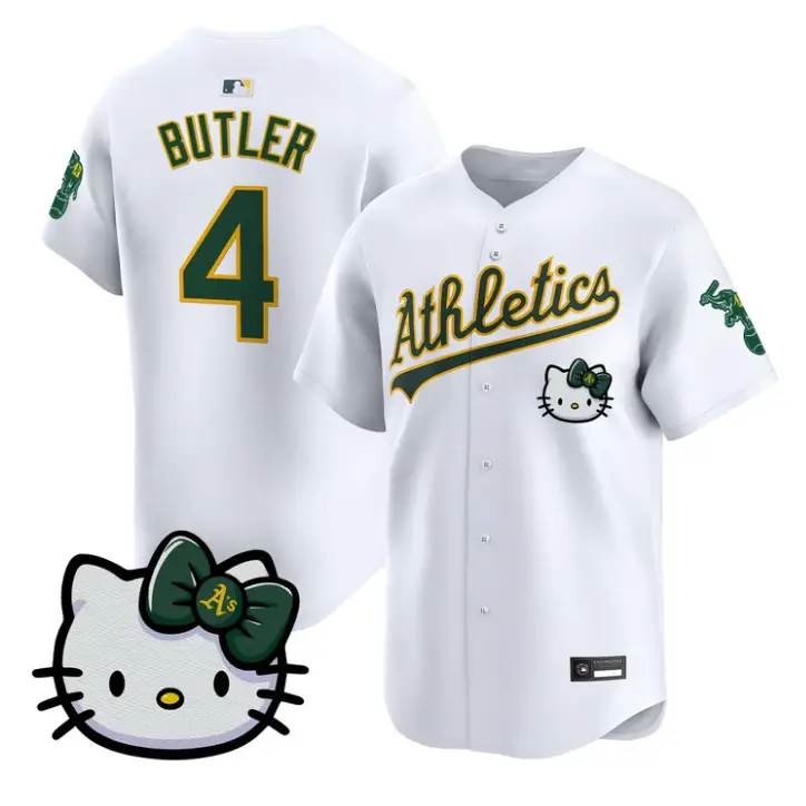 Lawrence Butler Jersey #4 Athletics Hello Kitty Vapor Premier Stitched Cream by My Store