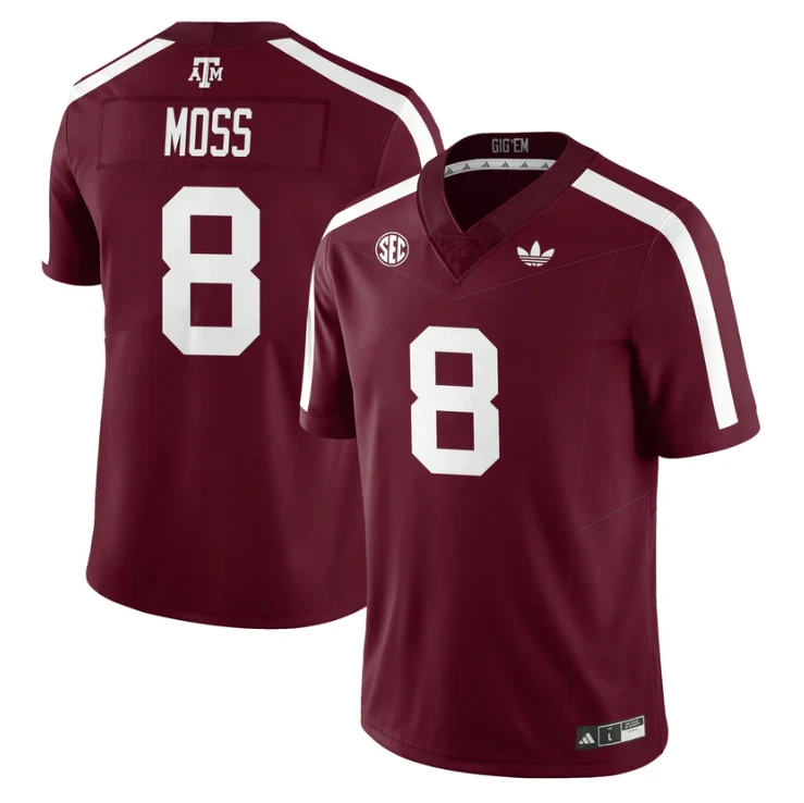 Le'Veon Moss Jersey #8 Texas A&M Aggies 1975 Throwback Stitched Maroon by NCAA Football Jersey