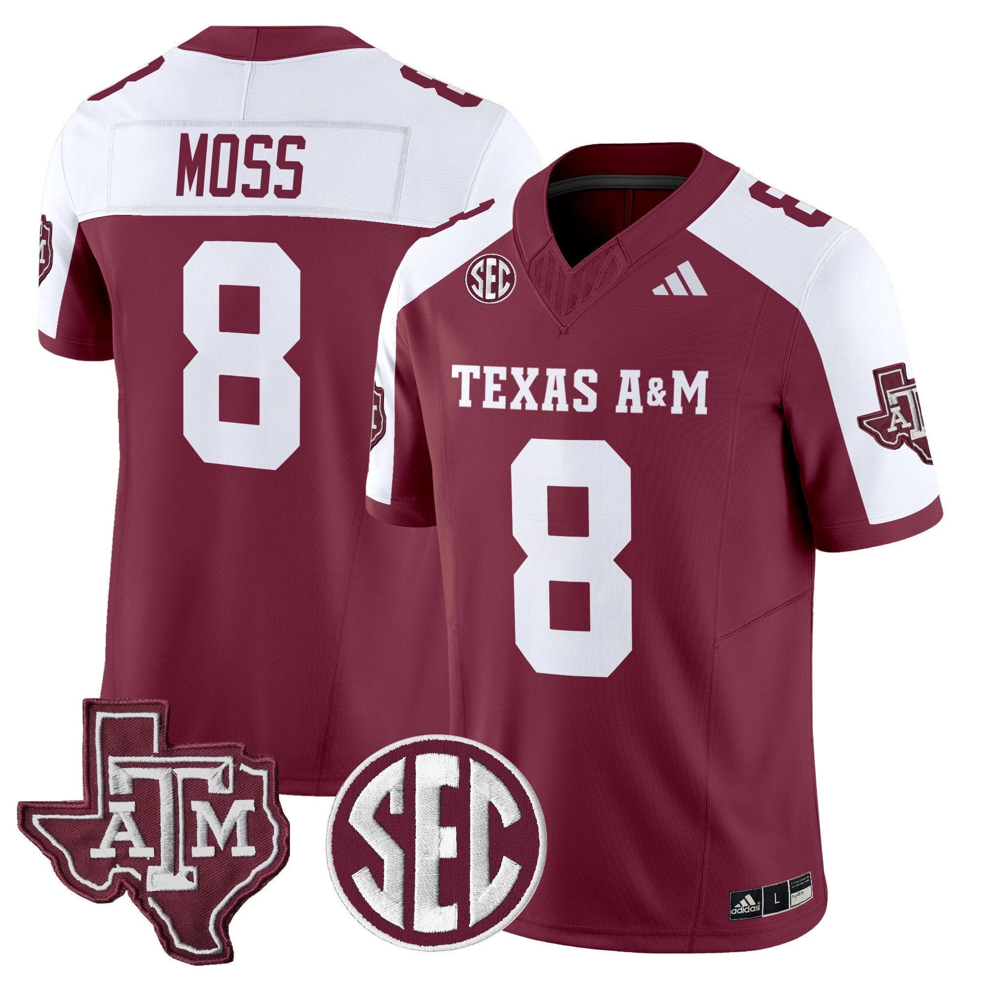 Le'Veon Moss Jersey #8 Texas A&M Aggies 2025 Vapor Stitched Maroon Alternate by NCAA Football Jersey