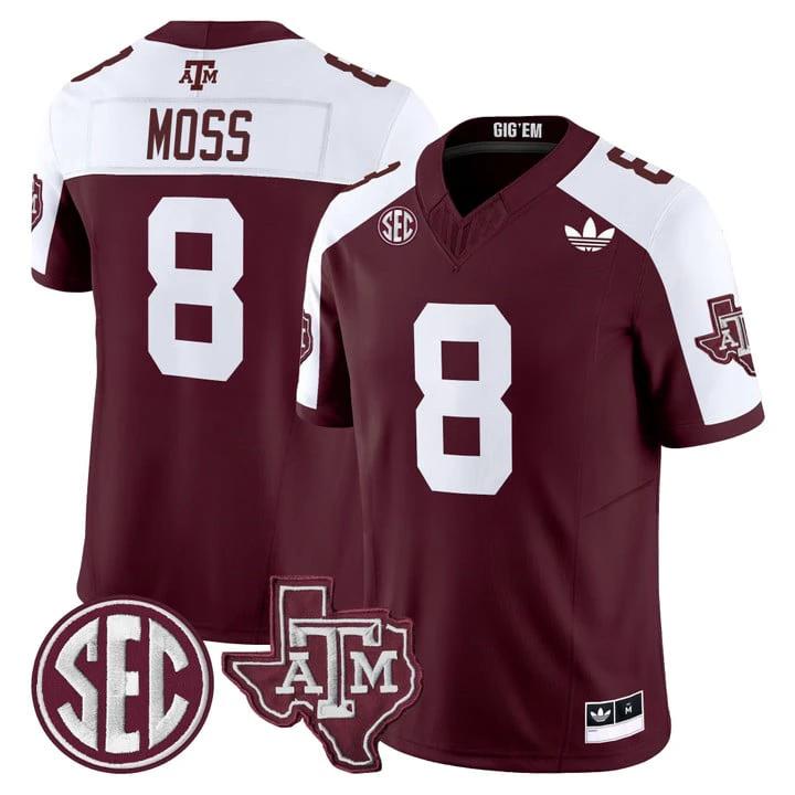 Le'Veon Moss Jersey #8 Texas A&M Aggies 2025 Vapor V2 Stitched Maroon Alternate by NCAA Football Jersey
