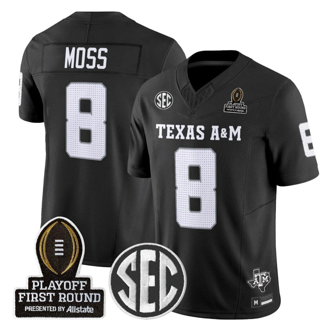 Le'Veon Moss Jersey #8 Texas A&M Aggies 2025 Playoff First Round Stitched by My Store NCAA Football Jerseys