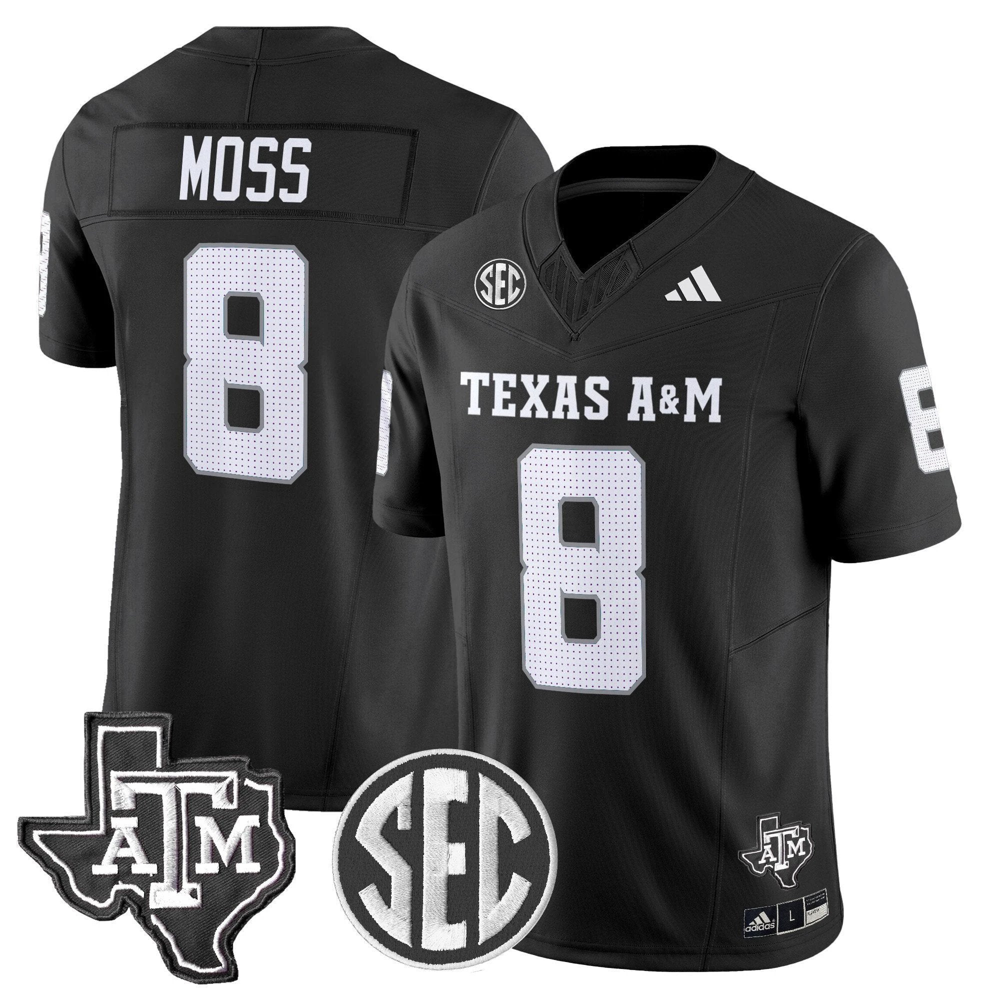 Le'Veon Moss Jersey #8 Texas A&M Aggies 2025 Vapor Stitched by My Store NCAA Football Jerseys