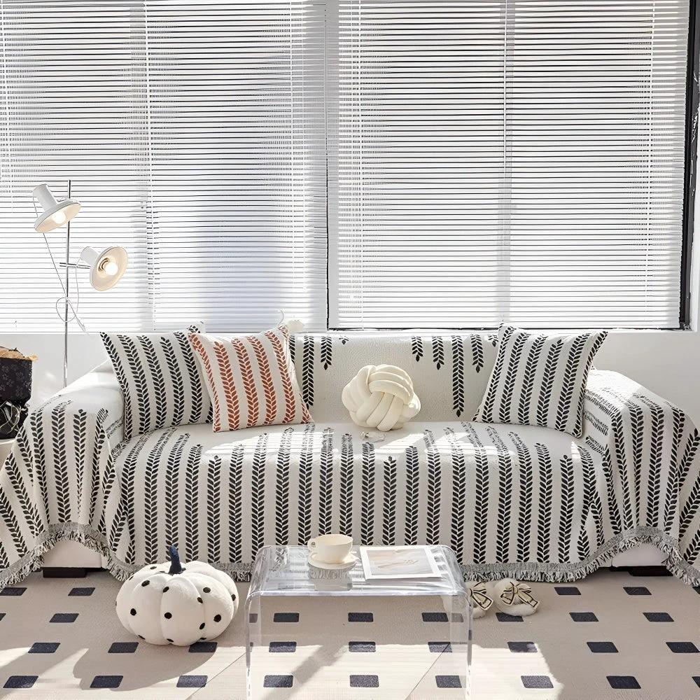 Leaf Fringed Lace Sofa Cover by Casa & Beyond